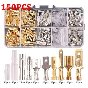 Terminales de crimpado de desconexión rápida para ingeniería química, 150 unidades, bloques de terminales macho y hembra de latón con inserciones de clips de resorte - Product Image 2