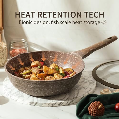 Non-Stick Pots and Pans Set 10 Pieces Induction Pans Non-Stick Saucepans Wok Cooking Pots 24cm/28cm with Lids Spatula, Spoon · image 3