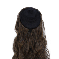 Extension de queue de cheval synthétique haut de gamme à cordon, ondulations Water Wave et Body Wave, 28 pouces, marron bouclé ondulé, application facile pour femme