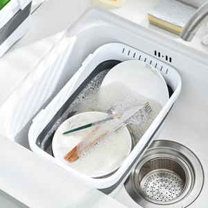 Cesta de drenaje plegable colgante para lavabo de lavado de platos, cesta de almacenamiento rectangular para lavabo de limpieza de cocina - Product Image 3