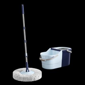 Ensemble de balai rotatif Yongkang avec seau en microfibre blanc et bleu S906, seau pliable mains libres pour le nettoyage des sols - Product Image 1
