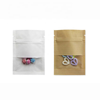 Sacs d'emballage en papier Kraft courts et personnalisés, petits pochettes hermétique sur 3 côtés, étanches, bruns et blancs, avec fenêtre et fermeture éclair, en Stock