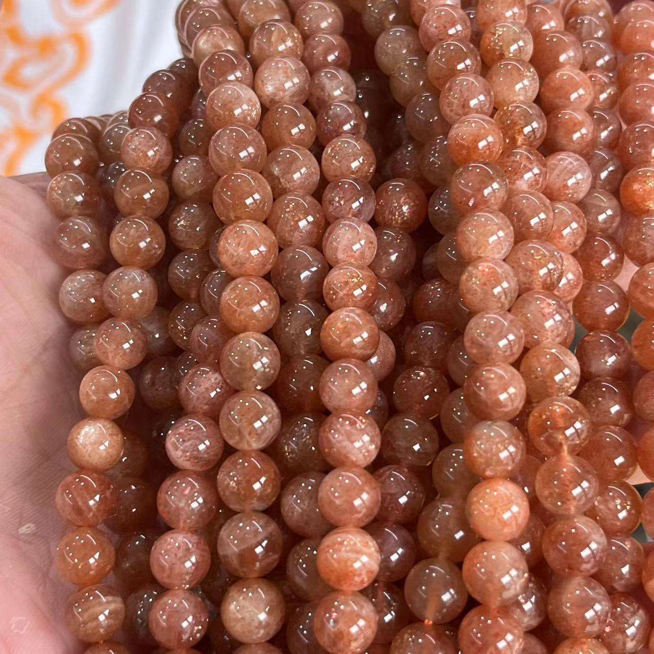 CJ New Design 8mm Golden Sun Stone Beads Loose Round Natural Stone