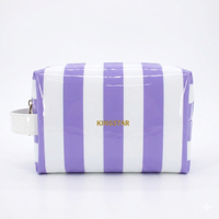 Sac de plage et de maquillage en PVC transparent rayé, imperméable, avec logo personnalisé et poignée souple – Vente en gros