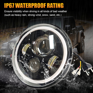Faro LED de <span class=keywords><strong>7</strong></span> Pulgadas con Carcasa Negra y Haz de Luz Alta/Baja, Lámpara LED Automotriz de 50W para Motocicleta y Tractor, Accesorios de Iluminación para Coche - Product Image 4