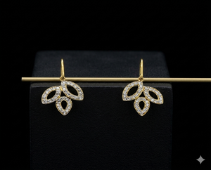 SHG 14KT Yellow Gold Rhodium Plated Women's Clip-on Earrings Water Drop Shape Multiple Brilliant Cut Diamonds IGI Certified - Product Image 4