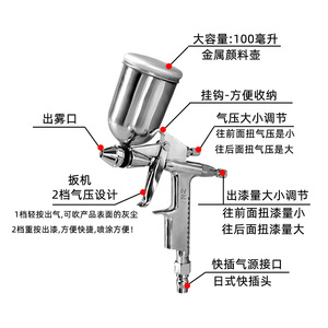 Pistola de Pulverización Hita R2 0.3 0.5 0.8 1.0 de Alta Atomización con Alimentación por Gravedad para Pintura de Automóviles - Product Image 2