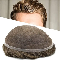 Vente en Gros de Prothèse Capillaire Sur Mesure en Dentelle Française Intégrale pour Hommes, Système de Remplacement de Cheveux Humains pour Hommes