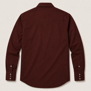 <b>Western</b> Style Women Maroon Button Down <b>Shirt</b> Long Sleeve Classic Fit Solid Color Cotton Poplin Casual Wear - Product Image 3