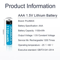 Chargeur de piles AA rechargeables Li-ion PUJIMAX 1,5 V USB, chargeur de piles au lithium AAA AA intelligent avec écran LCD