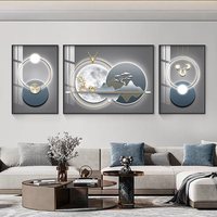 Décoration murale triptyque Art Déco en métal noir de style moderne pour salon, faite à la main, multifonctionnelle, décoration d'intérieur