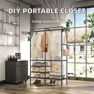 Armoire portable moderne en plastique, facile à assembler, démontable, pliable, écologique, pour vêtements, literie, organisation, utilisation dans le salon - Product Image 2