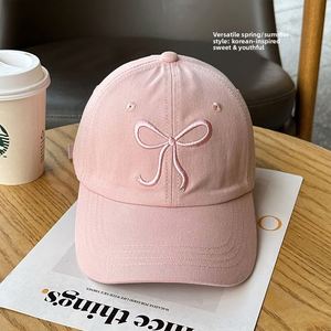Korean Style Bow 6-Panel 100% Cotton Adjustable Baseball Cap Girl Sweet Cute Romantic pink <b>Hat</b> Versatile Soft - Product Image 4