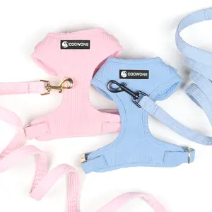 Coowone Corduroy Dog Harness Set Custom Logo Collars And Leashes Dog Poop Bag Holder Pet Supplies Perros