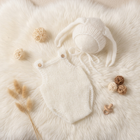 Ensemble bonnet et couche en mohair tricoté pour chien, accessoires de photographie nouveau-né, barboteuse extensible au crochet, accessoires de studio photo