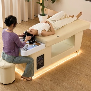 Table de massage moderne en cuir synthétique pour spa, lit de shampoing thaïlandais, idéal pour salon de coiffure, lavage de cheveux, soins du visage, usage spécifique - Product Image 2