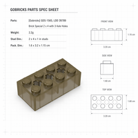 Piezas de Bloques de Construcción Gobricks GDS-1565 de Plástico ABS para Ladrillo 2x4 con 3 Orificios para Eje 39789 MOC DIY TOY Repuestos