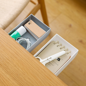 Office Organizer <b>Drawer</b> <b>Box</b> Rectangle White Transparent Gray Multi-purpose No-drill <b>Storage</b> For Desk Student Stationery - Product Image 1