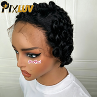 Perruques en cheveux humains en gros, perruques frontales en dentelle 13x4 coupe pixie, perruques en dentelle HD naturelles sans colle, perruques bouclées en cheveux brésiliens bruts pré-épilées