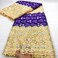 Tissus en dentelle perlée à sequins de haute qualité nigériens, dentelle délicate pour robes de mariée et de soirée