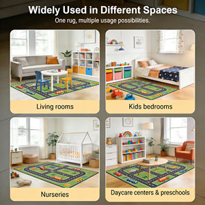 <span class=keywords><strong>Tapis</strong></span> de jeu pour enfants à poils courts, thème voitures, 7'x9', ville/circuit/<span class=keywords><strong>route</strong></span>, <span class=keywords><strong>avec</strong></span> dos antidérapant, lavable, toutes saisons - Product Image 4