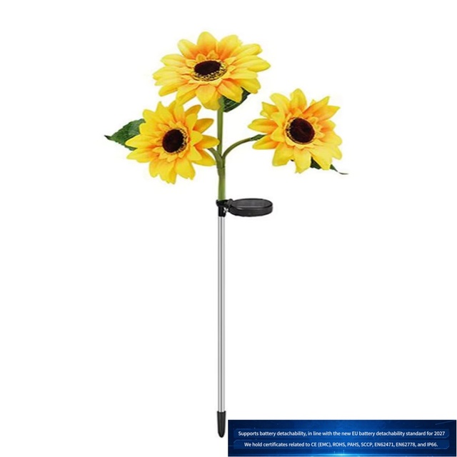 Solar IP65 Sunflower Lamp, Suitable for Outdoor Gardens, Courtyards, and Ground Lawns. It Supports Detachable Batteries.