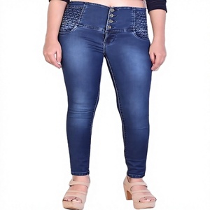 Hot Selling Girls/Women's Straight Denim Jeans Pant Premium Cotton Washed Breathable Formal/Sexy Full Length Fashionable Logo - Product Image 1