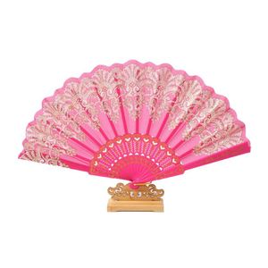 Éventail pliant artisanal en plastique doré, style chinois, pour la danse, les mariages et les fêtes, à tenir à la main - Product Image 2