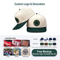 Casquettes de baseball à 5 panneaux avec logo personnalisé, imperméables, découpées au laser, chapeau de golf avec patch en cuir