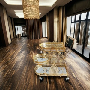 รถเข็นบุฟเฟ่ต์โลหะพรีเมียม โกลเด้น ไอรอน โมเดิร์น โฮเทล ทรอยล์ลี่ สำหรับบ้าน บาร์ ครัว และห้องรับประทานอาหาร - Product Image 4