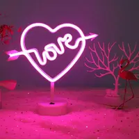 Cupids romantici freccia cuore insegna al neon lettera d'amore lampada per la decorazione della stanza di san valentino di natale di nozze