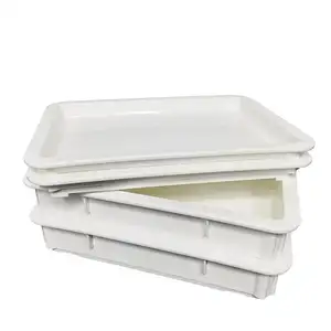 45x32cm suministros caja de prueba apilable blanca bandeja de masa de Pizza PC contenedor de alimentos plástico polipropileno PP cuadrado moderno estable