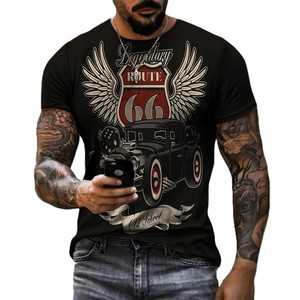 T-Shirt Casual Stampata con Motivo US Route <span class=keywords><strong>66</strong></span> per Uomo, Collezione Estiva, Collo Tondo, Manica Corta, 100% Poliestere Tessuto 210g - Product Image 6