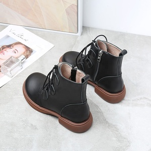 Botas de Mujer para Otoño/Invierno, Estilo Retro Británico, de Cuero Vacuno Genuino, Cómodas, Transpirables, con Cordones y Cierre, Punta Redonda, para Primavera - Product Image 4