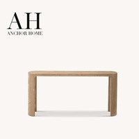 Table console minimaliste sophistiquée en acier inoxydable avec bord cascade, profil de pied à bord naturel et coins arrondis pour salon