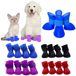 Hot Sell Dog And Cat Rain Boots Outdoor Water Proof Non Slip Soft Silicone Pet Water Proof Rain Boots Dog Shoes