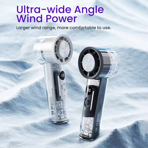 Nouveauté : Ventilateur portable à main avec écran LED, batterie 3000 mAh, logo personnalisé, rechargeable par USB, ventilateur turbo transparent à main - Product Image 5