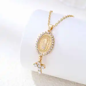 New Designer Fashion Jewelry Necklace Cross Virgin Mary Pendant Necklace Religious Belief Accessories
