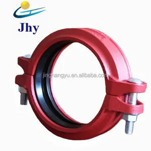Flexible ductile iron pipe grooved fitting rigid coupling for fire protection system