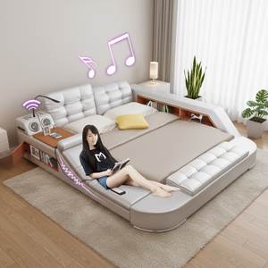<span class=keywords><strong>Cama</strong></span> King Size de Lujo Moderna de Alta Calidad, <span class=keywords><strong>Cama</strong></span> Doble de Cuero Multifuncional Inteligente con Juego de Masaje para el Hogar - Product Image 2
