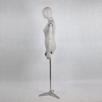 Mannequin de couturière en cuir suédé gris pour femme, buste demi-corps pour l'affichage des vêtements