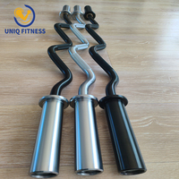 Barre d'haltères UNIQ Ez Curl tige incurvée barre de poids chromée en acier filetée standard EZ Tricep Curl Barbell pour l'haltérophilie