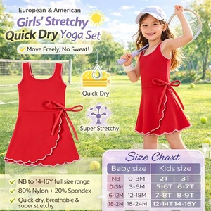 DH ODM Vestito Attillato Rosso Cremisi per Bambine con Dettaglio a Contrasto e Nodo Laterale, Gonna-Pantaloncino Stile Vintage Cottagecore - Product Image 3