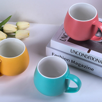 Tasse en forme d'oeuf blanc en forme de boule à grand ventre LOGO personnalisé 430ml grande tasse en céramique tasse à café ronde tasse en porcelaine
