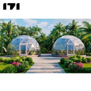 Dôme en verre Geo adapté au glamping par temps tropical avec panneaux solaires Tente écologique Géodesique <span class=keywords><strong>Double</strong></span> dôme vitré de 6m Octogone en verre de 6m - Product Image 6
