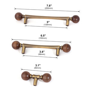 Zinc Alloy & Wooden Knobs Front Door Handle Quarto Portas Alças Móveis Gaveta Puxa para Armário Armário Nightstand Wardrobe - Product Image 3
