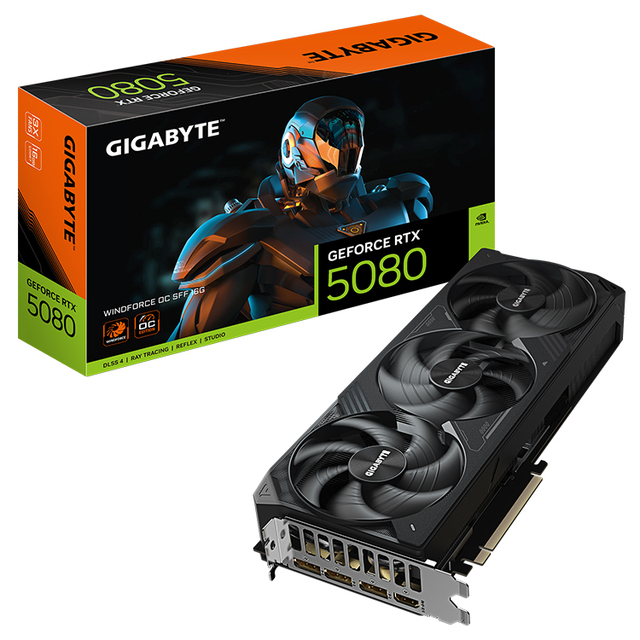 GIGABYTE WINDFORCE GeForce RTX 5080 16GB GDDR7 PCI Express 5.0 Graphics Card GV-N5080WF3OC-16GD Video Card