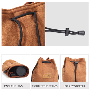 Estuche Protector Redondo de Terciopelo Suave con Cordón para Lentes de Cámara, para Lentes DSLR y <span class=keywords><strong>Mirrorless</strong></span> de <span class=keywords><strong>Canon</strong></span>, Sony y Nikon - Product Image 6
