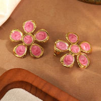 Boucles d'oreilles en acier inoxydable européennes et américaines, motif goutte d'huile, design de niche de luxe léger