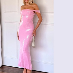 Vestido de Noche Largo para Mujer, Nuevo Estilo de Moda, Brillante, Sin Espalda, Sin Mangas, con Lentejuelas y Capas Transparentes, para Fiesta o Gala - Product Image 1